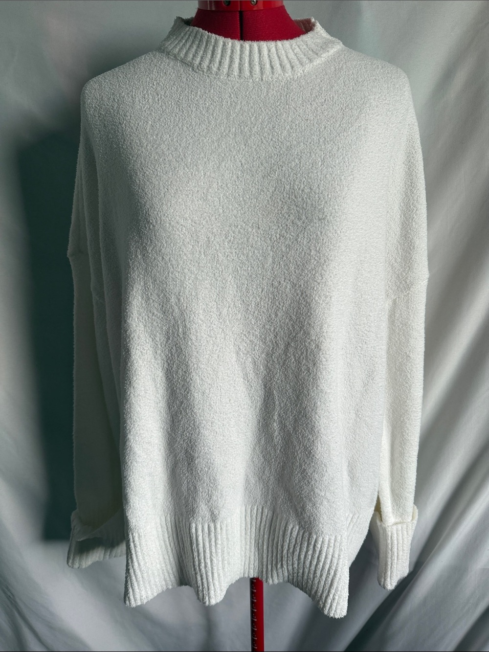 Everyday White Crewneck Sweater — Relaxed Bouclé Knit